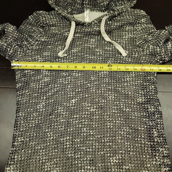 Fabletics‎ Womens S Yukon Sweater Dress Hooded Tweed Shift Black Ivory Lined - Picture 9 of 10